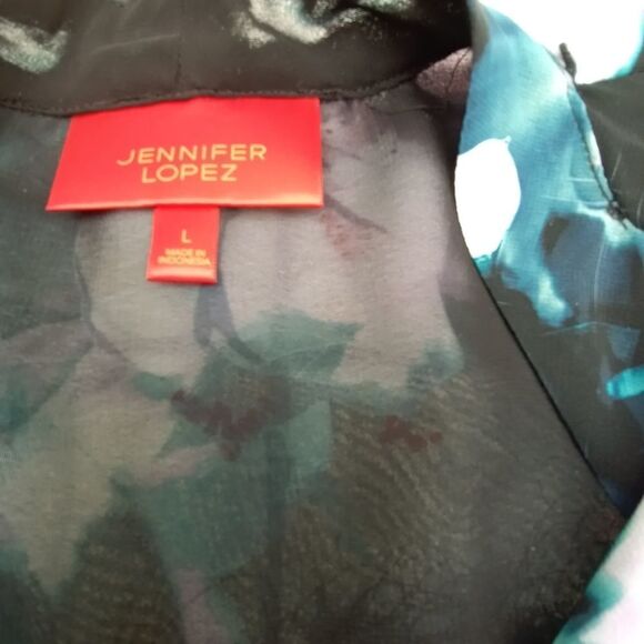 Jennifer Lopez Up-Down Women's Floral Lined Front Long Sleeve Blouse Size Large. - Picture 3 of 9